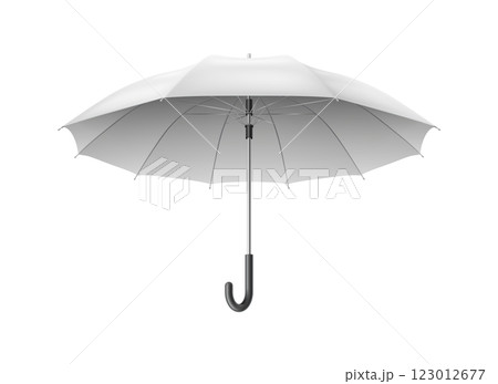 Open classic white umbrella with black handle illustration 123012677