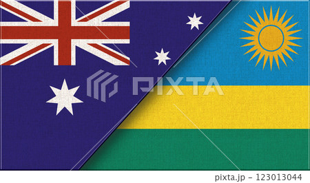 Two Flag Together Australian and Rwandan national flags on fabric 123013044