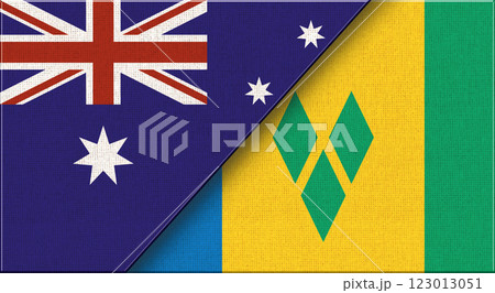 Two Flags Together Australian and Saint Vincent and Grenadines flags on fabric Two Flags Together Australian and Saint Vincent and Grenadines flags on fabric 123013051