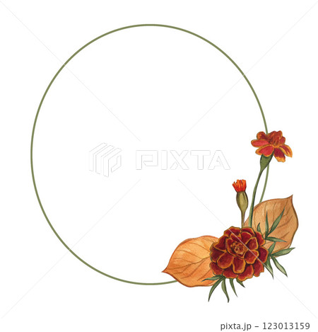 wreath marigold watercolor 123013159