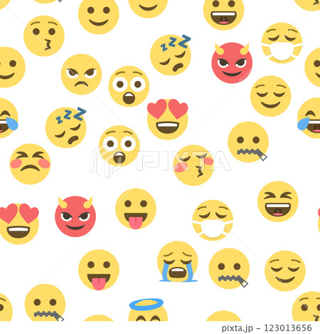 Seamless pattern of emoticons and emoji, emoji vector illustration, emoji background for social network Seamless pattern of emoticons and emoji, emoji vector illustration, emoji background for social network 123013656