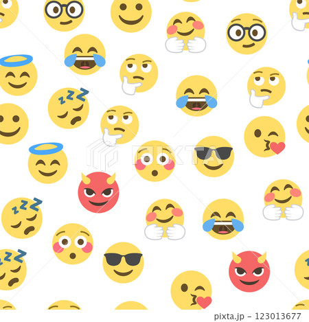 Seamless pattern of emoticons and emoji, emoji vector illustration, emoji background for social network 123013677