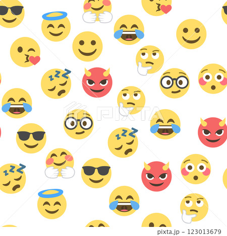 Seamless pattern of emoticons and emoji, emoji vector illustration, emoji background for social network 123013679