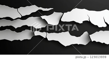 White ripped paper torn edges strips on black background 123013939