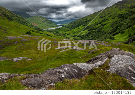 Valley In The Highlands Of Glenfinnan In Lochaber In Scotland, UK 123014155