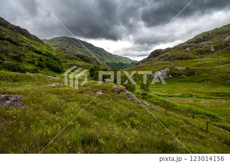 Valley In The Highlands Of Glenfinnan In Lochaber In Scotland, UK 123014156