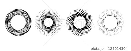 Set of point concentric shapes. Circular halftone elements .Vector halftone patterns, radio waves, sound ripple circles for banner, templates. 123014304