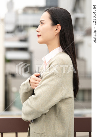 都会とパソコンとビジネスウーマンのイメージ 都会とパソコンとビジネスウーマンのイメージ 123014364