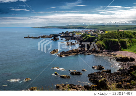 Scenic Village St. Abbs At The Spectacular Atlantic Coast of St. Abbs Head In Berwickshire In Scotland, UK 123014497