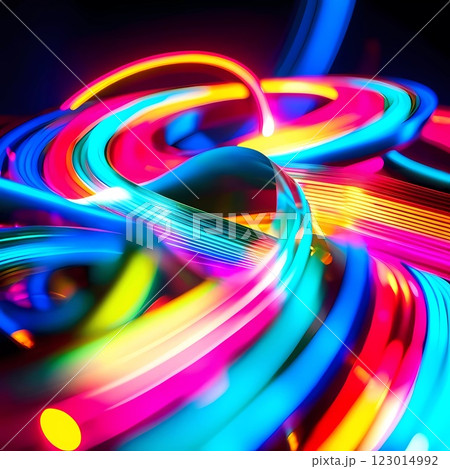 Abstract composition vibrant fluorescent colors blending seamlessly in swirling patterns creates dynamic visual experience. Exploration of light and color variations in vivid artistic expression. AI. Abstract composition vibrant fluorescent colors blending seamlessly in swirling patterns creates dynamic visual experience. Exploration of light and color variations in vivid artistic expression. AI. 123014992