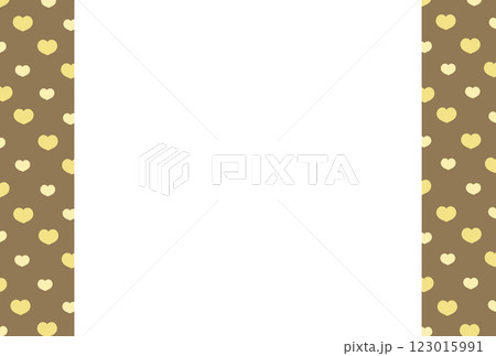 茶色の背景と黄色のかわいいハートのドット柄の背景 123015991