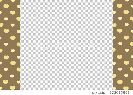 茶色の背景と黄色のかわいいハートのドット柄の背景 123015991