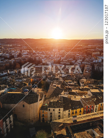 cozy streets of ancient European town Cuenca, Spain, aerial view cozy streets of ancient European town Cuenca, Spain, aerial view 123017187