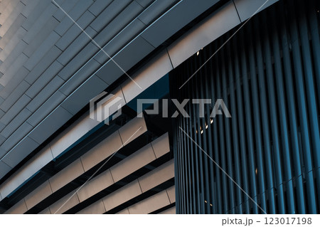 intricate shape and forms of modern futuristic building of Santiago Bernabeu stadium in Madrid, Spain 123017198