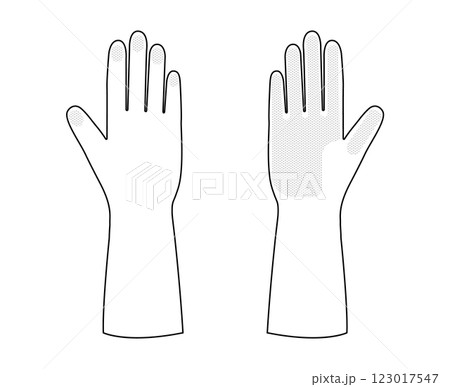 Rubber cleaning protective Gloves Fashion hand accessory clothing technical illustration garment. Dish wash Vector  123017547