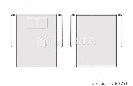 Long Bistro Aprons technical fashion illustration. Chef uniform for cooking Flat sketch outline apparel template front 123017549