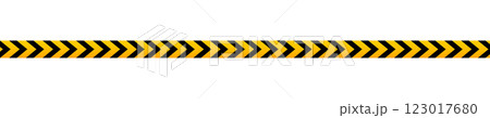 Caution barricade tape with black and yellow chevron print. Barrier in quarantine zone, construction work area or crime scene. Restricted, stop, warn or forbidden sign. Vector flat illustration Caution barricade tape with black and yellow chevron print. Barrier in quarantine zone, construction work area or crime scene. Restricted, stop, warn or forbidden sign. Vector flat illustration 123017680
