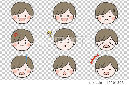 男孩臉上有各種表情 男孩臉上有各種表情 123018084