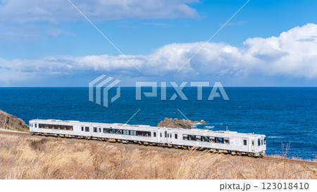 「青森県」種差海岸を走る東北エモーション「レストラン鉄道」・八戸市 123018410