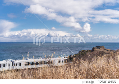 「青森県」種差海岸を走る東北エモーション「レストラン鉄道」・八戸市 「青森県」種差海岸を走る東北エモーション「レストラン鉄道」・八戸市 123018433