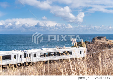 「青森県」種差海岸を走る東北エモーション「レストラン鉄道」・八戸市 123018435