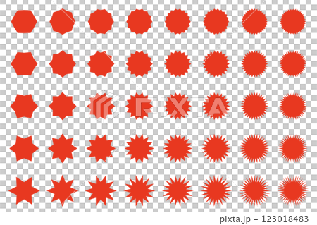鋸齒狀圓圈向量插圖素材集 40 種,具有透明背景 鋸齒狀圓圈向量插圖素材集 40 種,具有透明背景 123018483