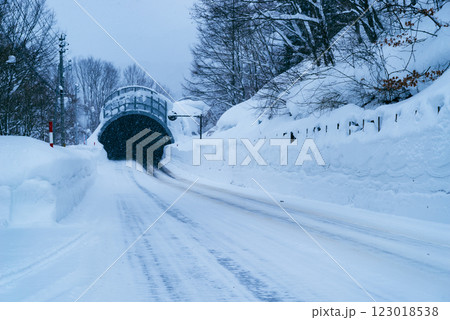 スノーシェルター 降り積もる雪の国道のドライブ b-2 寒色 スノーシェルター 降り積もる雪の国道のドライブ b-2 寒色 123018538