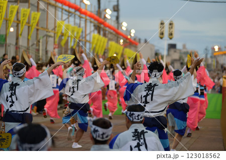 本場徳島阿波踊り　演舞場に踊り込む 123018562
