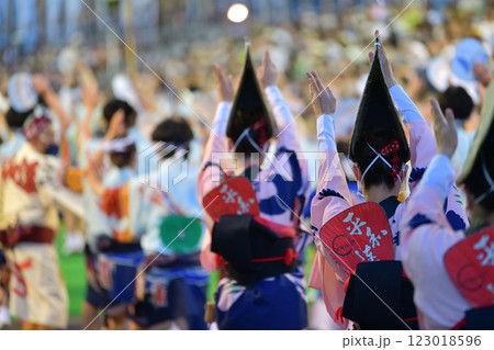 本場徳島阿波踊り 演舞場に踊り込む 本場徳島阿波踊り 演舞場に踊り込む 123018596