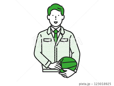 ヘルメットを持った作業着の男性 123018925