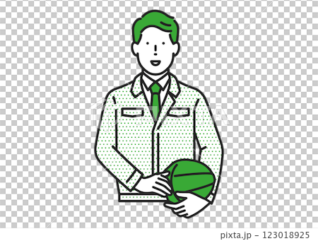 ヘルメットを持った作業着の男性 123018925