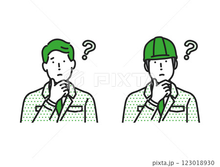 考える作業着男性 123018930