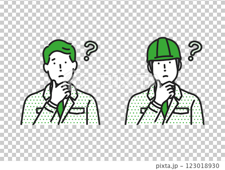 考える作業着男性 123018930