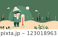 寒い雪の日の子どもと温度計のイラスト 123018963