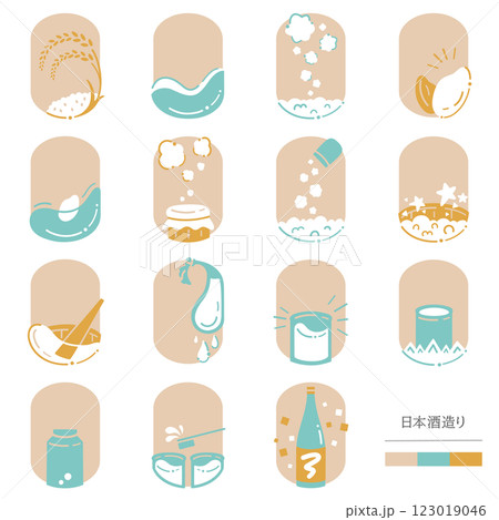 日本酒造りのアイコンセット 日本酒造りのアイコンセット 123019046