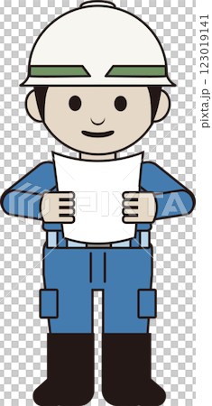 工人在建築工地檢查藍圖和其他文件的插圖 工人在建築工地檢查藍圖和其他文件的插圖 123019141