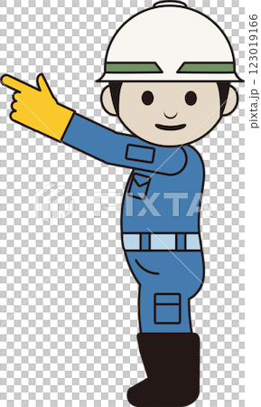 一名工人指點的側面插圖 一名工人指點的側面插圖 123019166