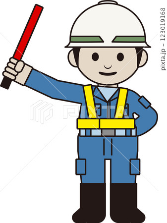 誘導棒を振る警備員のイラスト 誘導棒を振る警備員のイラスト 123019168