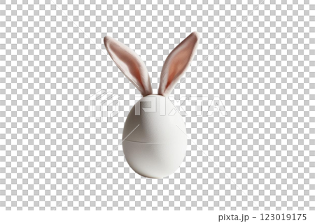 one white egg with rabbit ears on transparency background PNG 123019175