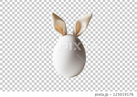 one white egg with rabbit ears on transparency background PNG one white egg with rabbit ears on transparency background PNG 123019176
