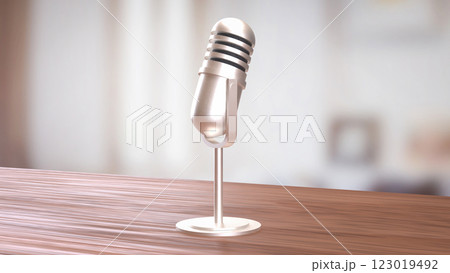 Microphone for podcast or Radio live concept 3d Rendering. Microphone for podcast or Radio live concept 3d Rendering. 123019492