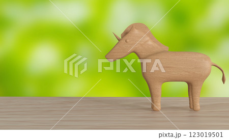 The Wood Unicorn on Table for Business concept 3d Rendering. 123019501