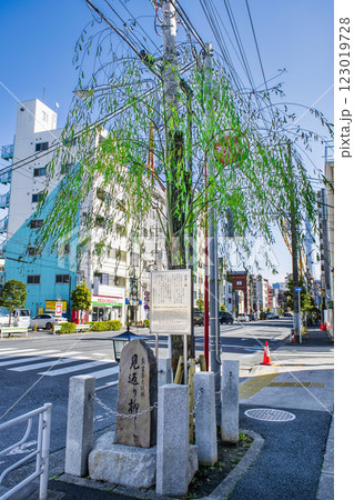 東京都台東区千束 仲之町通り 新吉原 見返り柳 東京都台東区千束 仲之町通り 新吉原 見返り柳 123019728