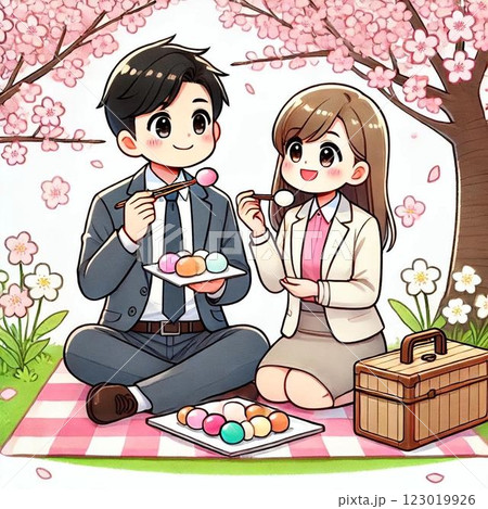 お花見をする成人 123019926