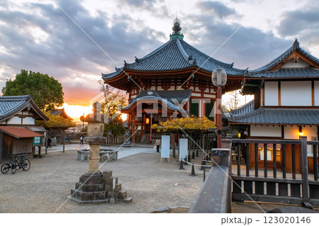 Kofukuji Nanendo temple Southern Octagonal in fall at sunset, Nara 123020146