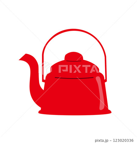 シンプルな赤いやかんのイラスト 123020336