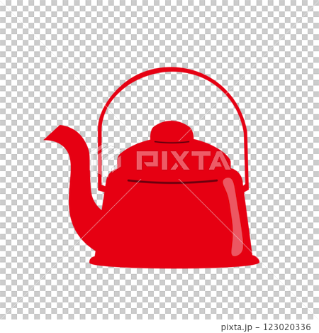 シンプルな赤いやかんのイラスト 123020336