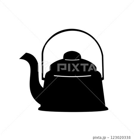 シンプルなやかんのシルエットイラスト 123020338