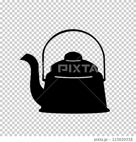 シンプルなやかんのシルエットイラスト 123020338