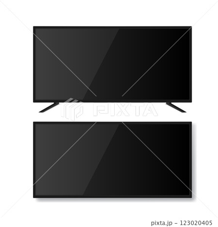 Realistic Black Smart TV Screen Mockup. Vector 123020405